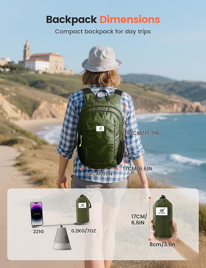 SKYSPER 16L Hiking Backpack Lightweight Small - Image 3