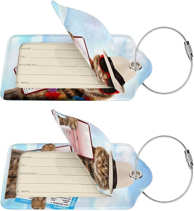 2 Pack Funny Cat Luggage Tags for Suitcases Women Men Kids, Bag Tags for - Image 3