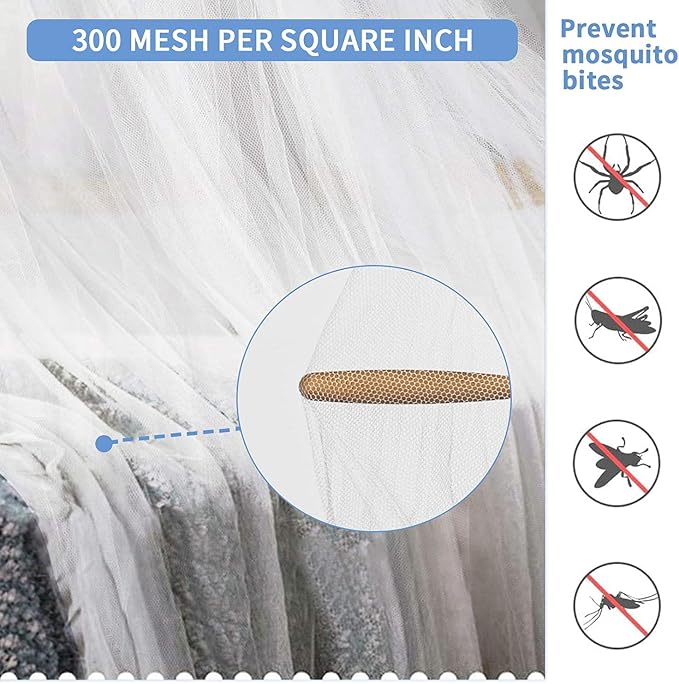 Mosquito Net for Bed, Large White Bed Canopy for Girls, Hanging Bed Net - Image 6
