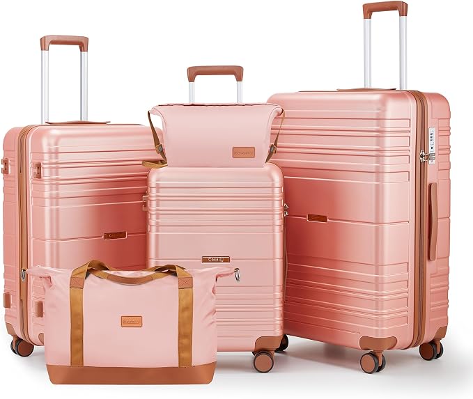 Luggage Sets with spinner wheels, PC+ABS Hard Shell Travel Luggage, Lightweight by Unknown
