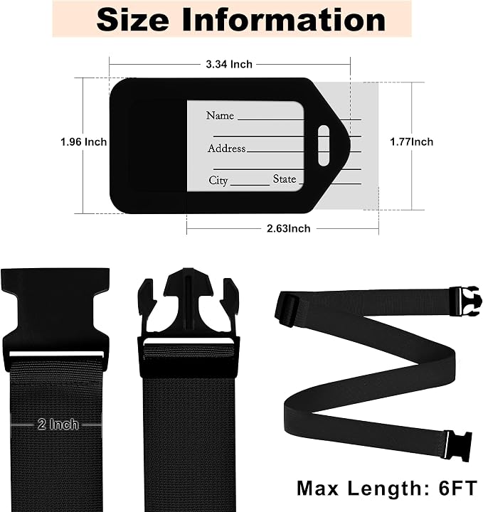 8 Pack Luggage Straps and Tags Set, Luggage Straps - Image 2