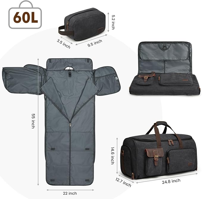 S-ZONE Garment Bags for Travel Convertible Garment Duffle Bags for Travel Suit - Image 3