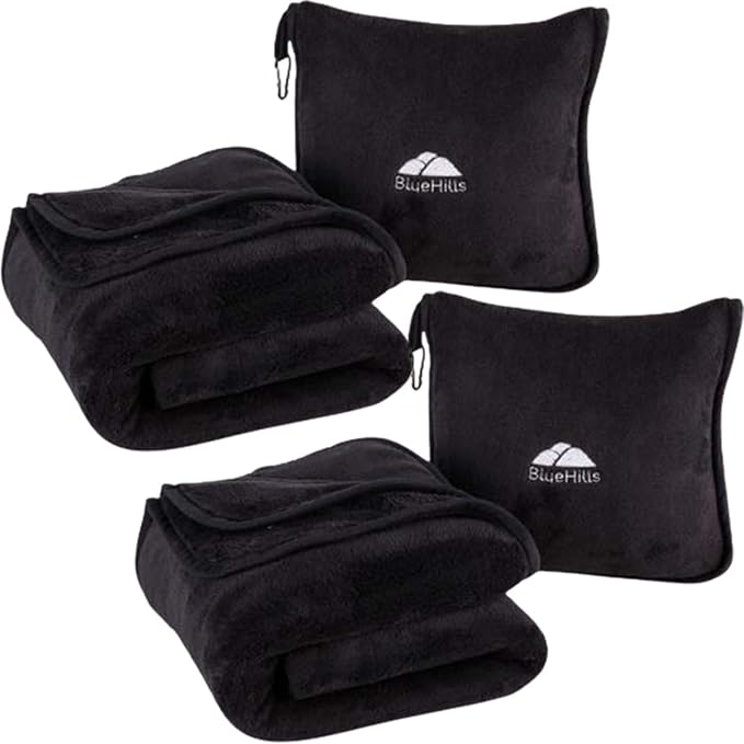 BlueHills 2-Pack Premium Soft Travel Blanket Pillow Airplane Blanket by BlueHills