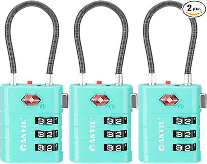 ANVIL TSA Approved Luggage Locks – High Security TSA008 Combination Travel Locks by ANVIL