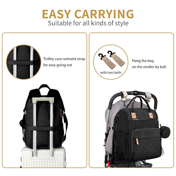 Diaper Bag Backpack with Changing Station Portable 3 in 1 Multifunction - Image 4