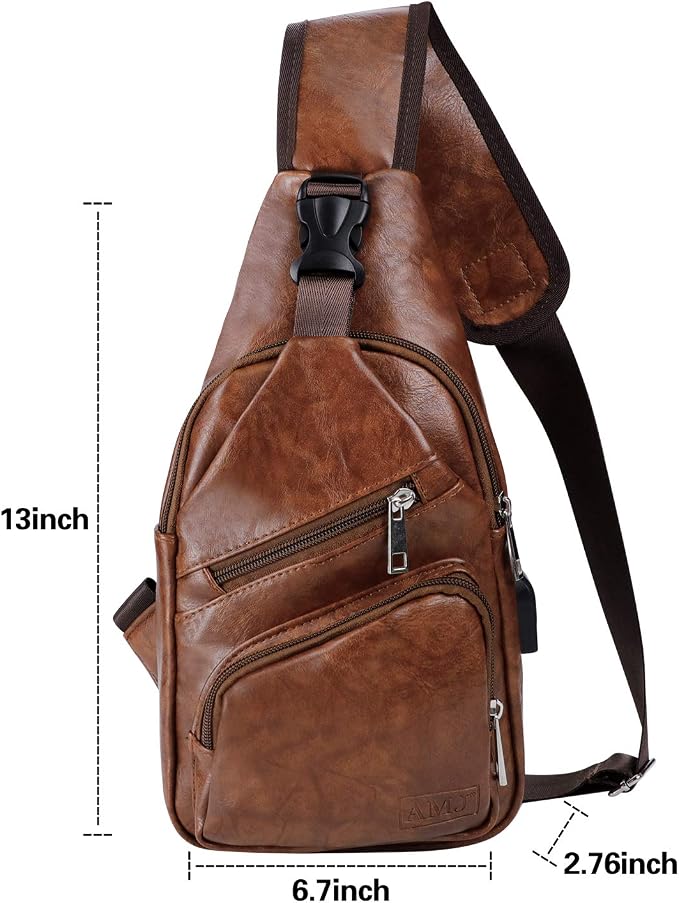 AMJ Crossbody Sling Bag Men Women, Casual Shoulder Backpack, Chest Daypack - Image 2