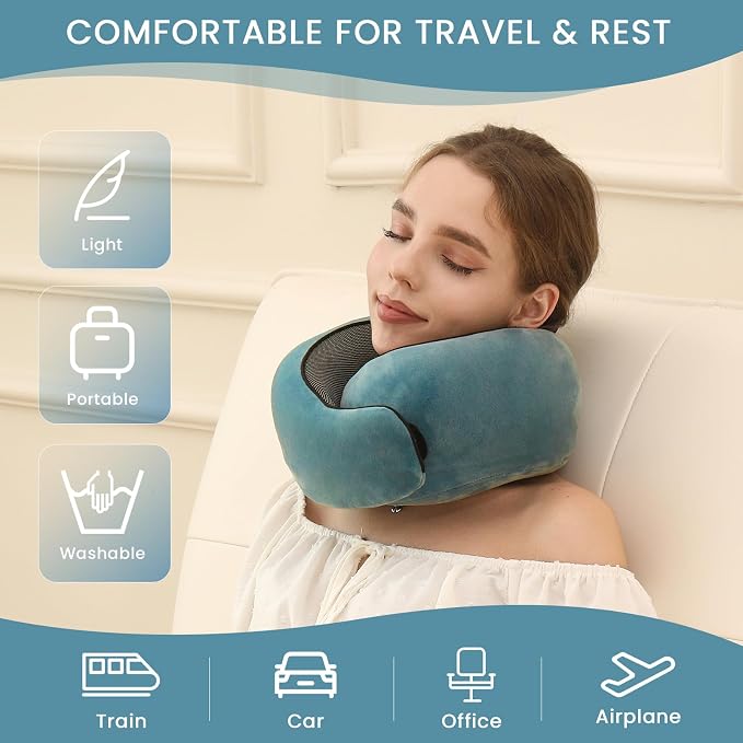 Neck Pillow, Travel Pillow uses Memory Foam to Support Neck Comfort, Ideal - Image 4