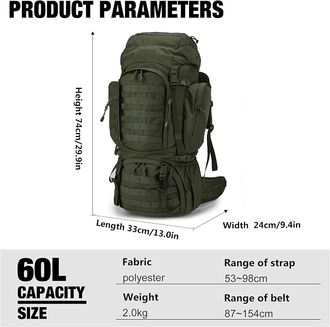 Mardingtop 60L Military Internal Frame Backpack - Image 2