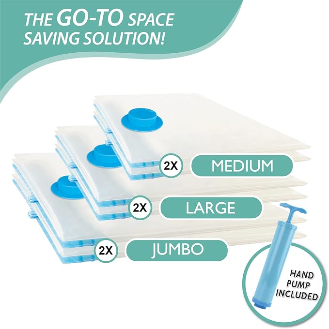 6 Pack Vacuum Storage Bags, Space Saver Bags Compression Storage Bags - Image 4