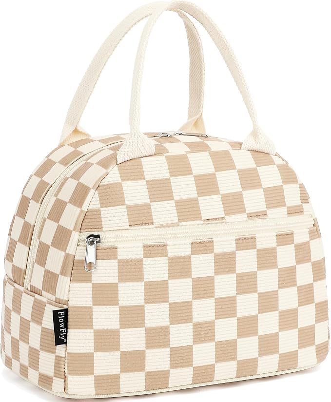 FlowFly Lunch Bag for Women Insulated Lunch Box Corduroy Lunch Tote Cooler for by FlowFly
