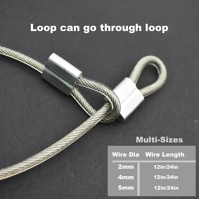5 Pcs 5mm Wire 24 inch Vinyl Coated Stainless Steel Cable - Image 3