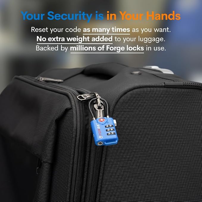 Bright Colors, TSA Approved Luggage Locks 4 Pack, Re-settable Combination - Image 4