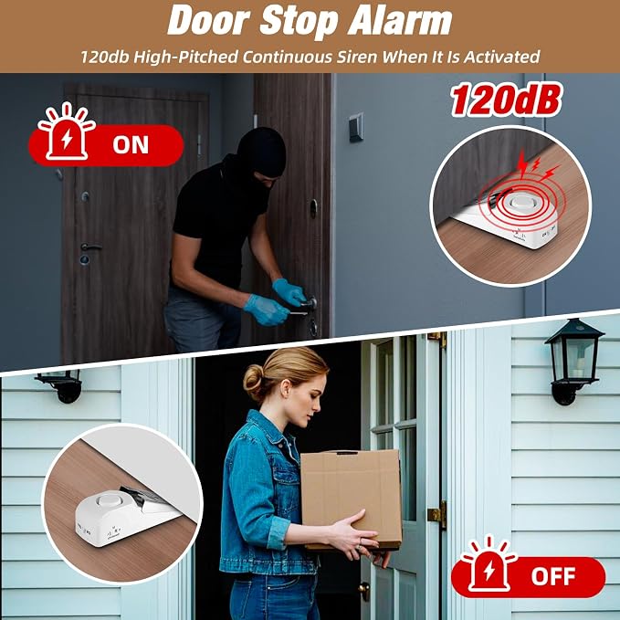2 Pack Portable Door Lock & 120dB Travel Door Stopper Alarm, 3-Level - Image 4