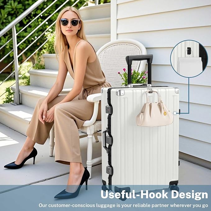 Krute Luggage 28 Inch Aluminum Frame Luggages TSA Lock No Zipper Checked - Image 7