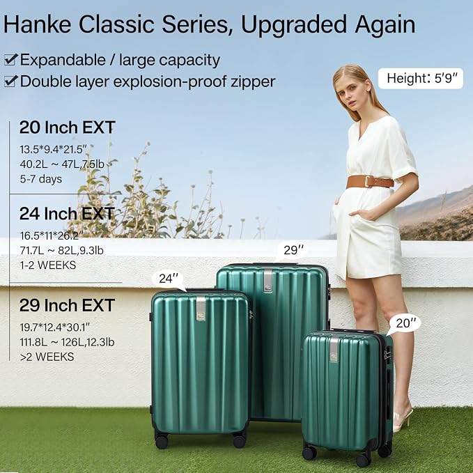 Hanke 20 Inch Expandable Carry on Luggage 22x14x9 Airline Approved Lightweight - Image 2