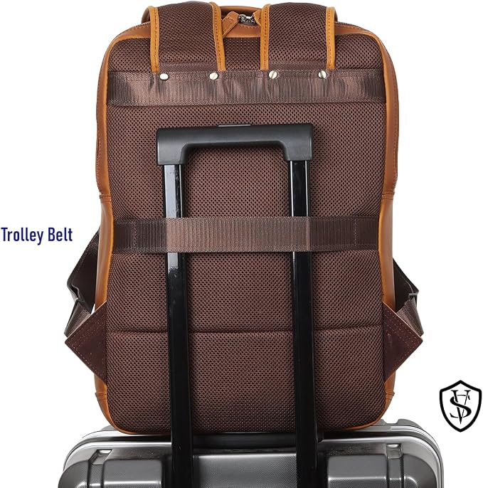 STAR VISTA Angelo 17.3" Vintage Full Grain Leather Laptop Backpack - Image 7