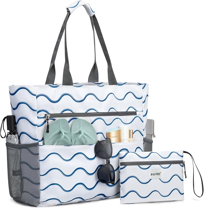 G4Free Beach Bag, Waterproof Sandproof Beach Tote Bag, Large Capacity Foldable by G4Free