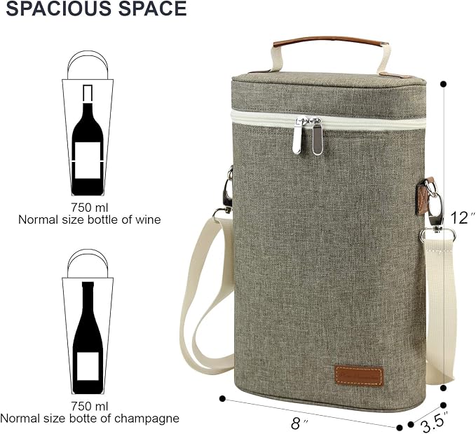 ZORMY 2 Bottle Insulated Wine Carrier Bag - Image 5