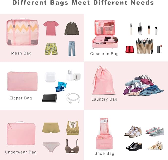 BAGAIL 8 Set Packing Cubes Luggage Packing Organizers - Image 5