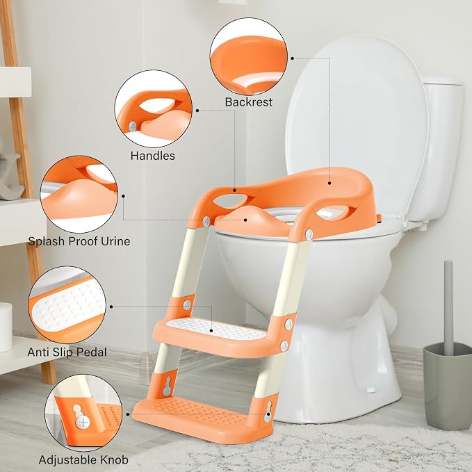 Potty Training Seat with Step Stool Ladder, Adjustable Foldable Potty Seat - Image 2