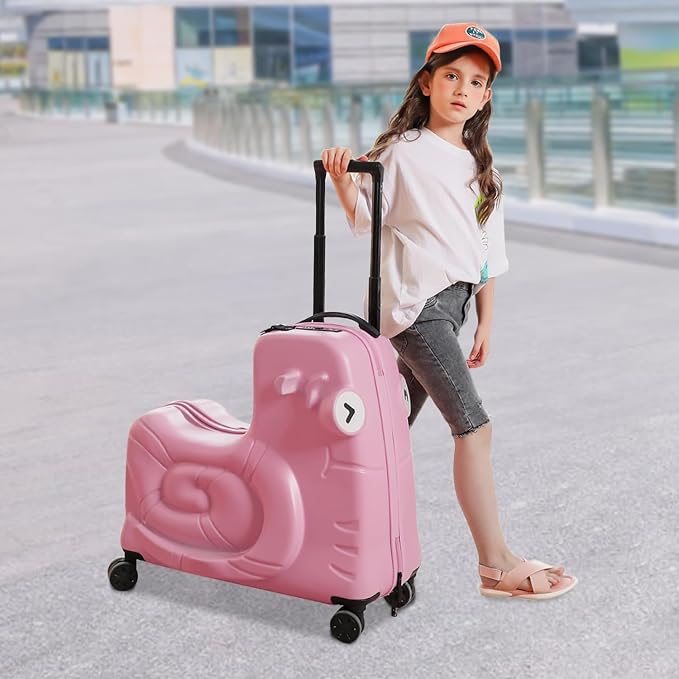 CNCEST 20" Kid's Ride-on Travel Suitcase, Rolling Luggage - Image 4