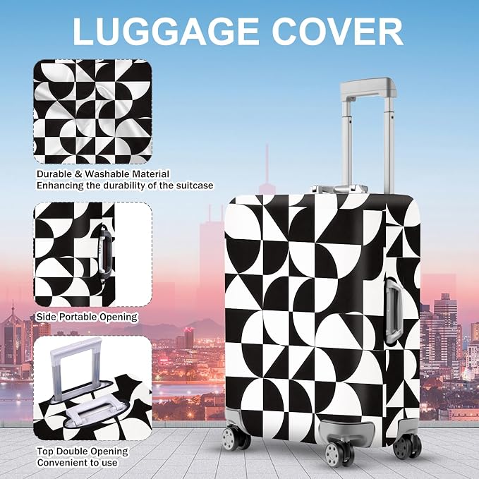 ANNA QUEEN Geometric Minimalist Luggage Cover, Suitcase Protector - Image 3