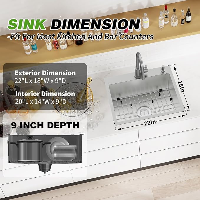 Stainless Steel Drop In Kitchen And Bar Sink - Image 4