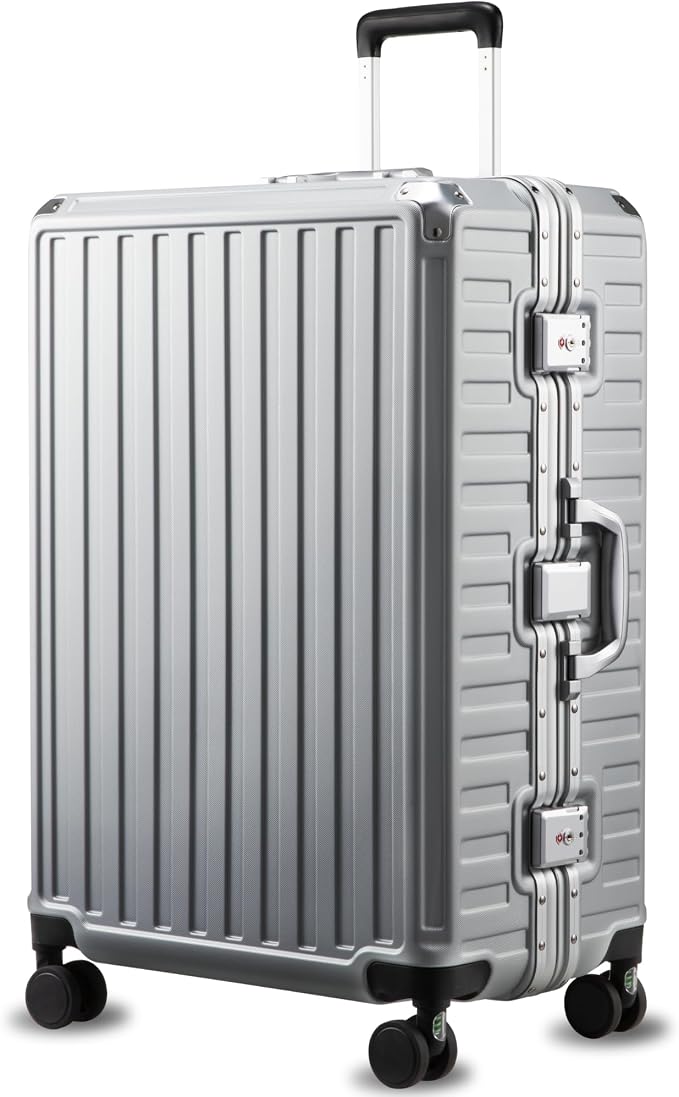 LUGGEX Checked Suitcase with Spinner Wheels, 28 Inch Aluminum Frame Zipperless by LuggeXLUGGAGE