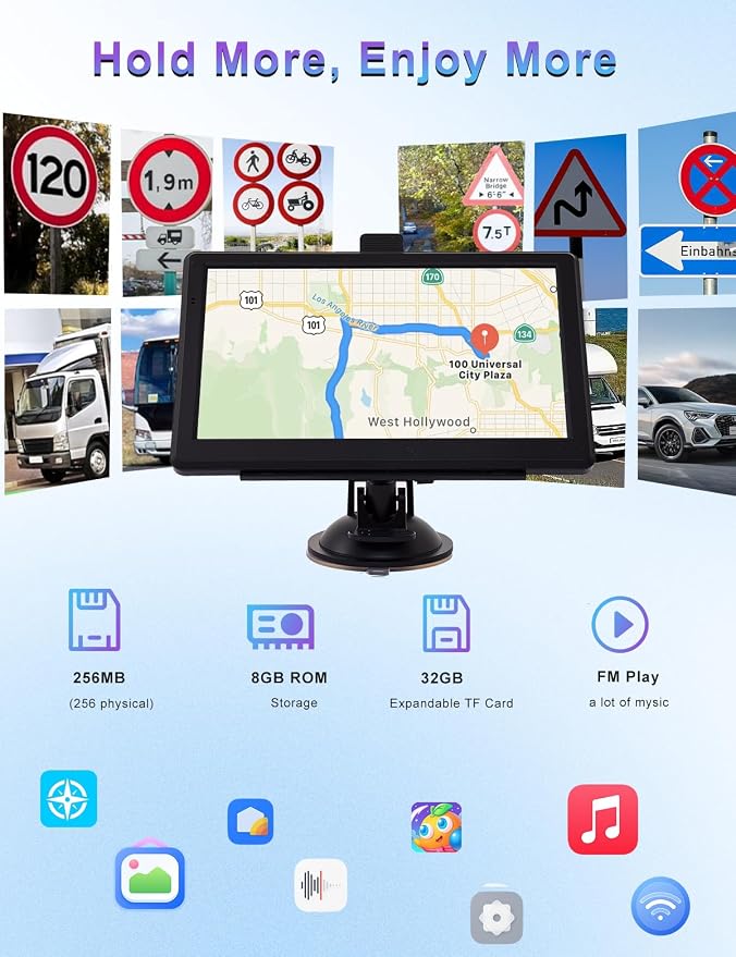 GPS Navigator for Car with 7" Touch Screen & Voice Steering Guidance/Speed/Red - Image 7