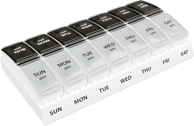 EZY DOSE Weekly Daily AM/PM Pill Case, Medicine Planner, Vitamin Organizer by EZYDOSE