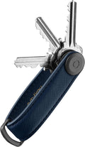 Orbitkey Saffiano Leather Key Organiser | Holds up to 7 keys, Oxford Navy by Orbitkey