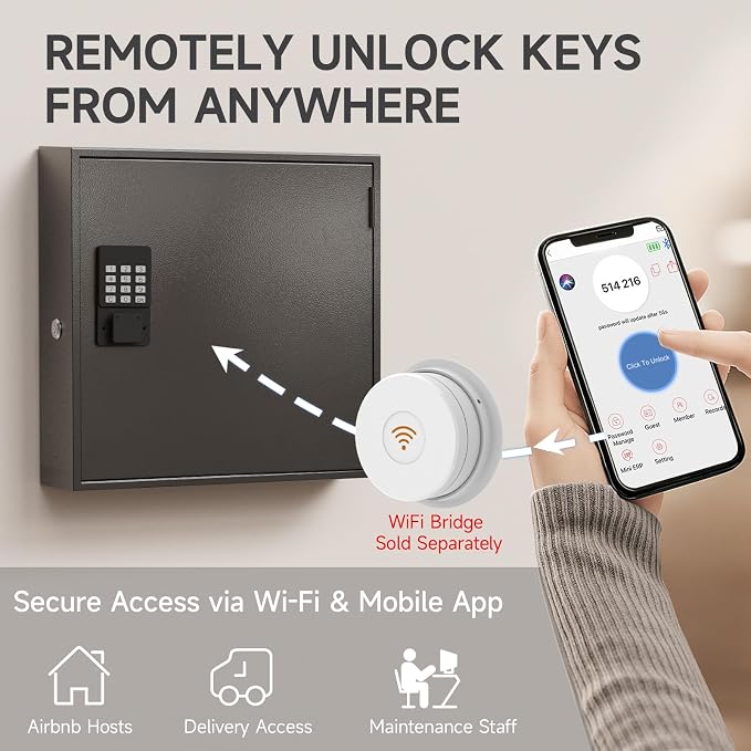 WeHere Smart Key Lock Box, Wall Mounted Key Cabinet - Image 5