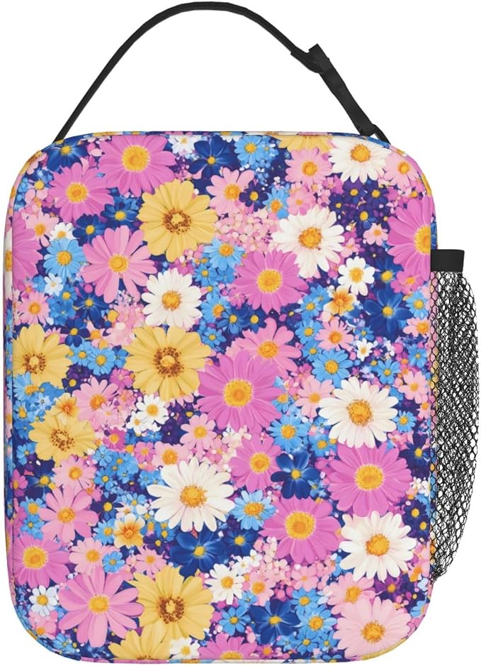 Floral Insulated Lunch Box for Women Men Floral Lunch Bag for Travel, or - Image 3