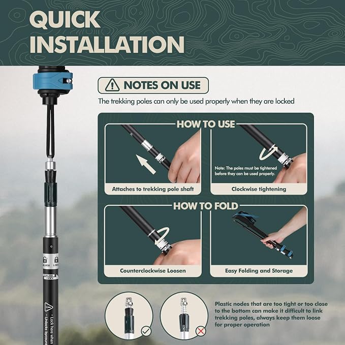 GPTCAMP Hiking Stick, Lightweight Folding Adjustable Travel Walking Stick - Image 2