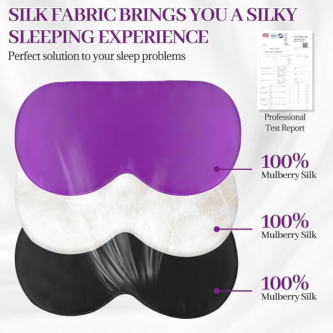 Silk Sleep Mask Eye Cover, 100% Mulberry Silk Women Men Eye Mask - Image 2