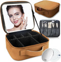 Makeup Bag with Led Mirror, Travel Makeup Organizer with 3 Color Setting & 10X by SUILU