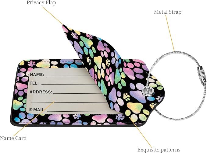 2 Pcs Luggage Tags for Suitcase, Cute Unique PU Leather Travel Bag Tag - Image 3