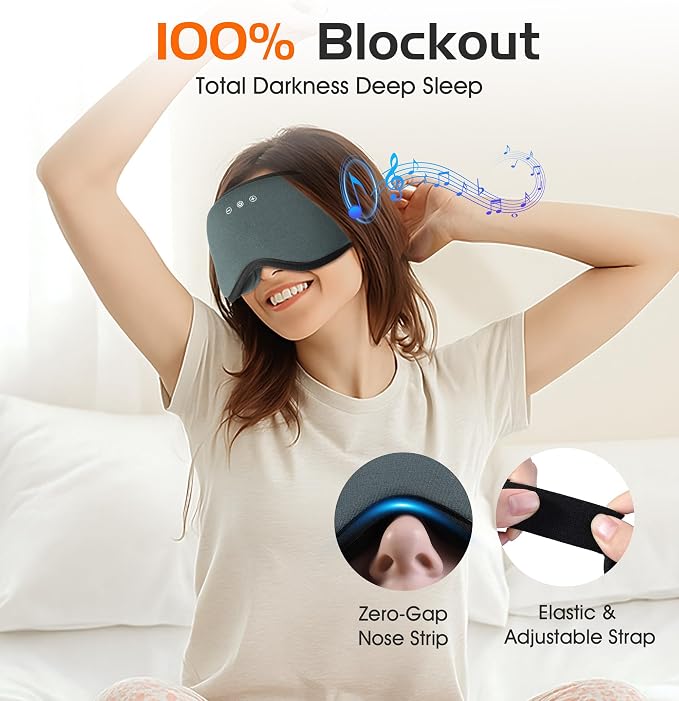 Bluetooth Sleep Mask, 2 in 1 Bamboo Cotton 3D Sleeping Headphones - Image 6