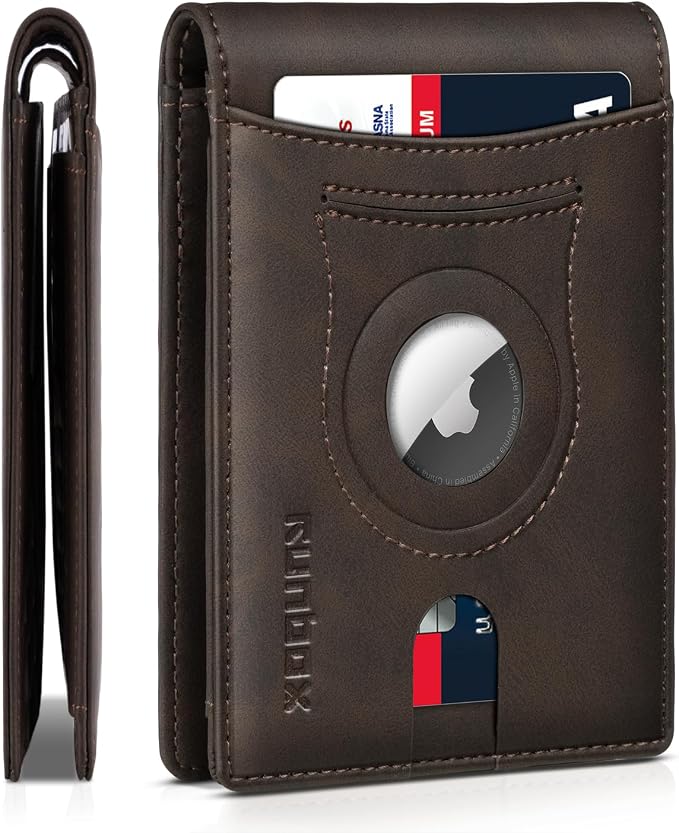 RUNBOX AirTag-Wallet-Mens-Slim-RFID Blocking Wallets Leather by RUNBOX
