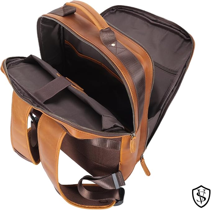 STAR VISTA Angelo 17.3" Vintage Full Grain Leather Laptop Backpack - Image 5