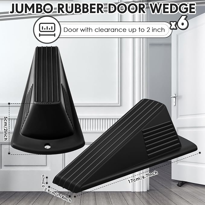 Frienda 6 Pcs Jumbo Door Stoppers Heavy Duty Door Stopper Tall up to 2inch Tall - Image 2