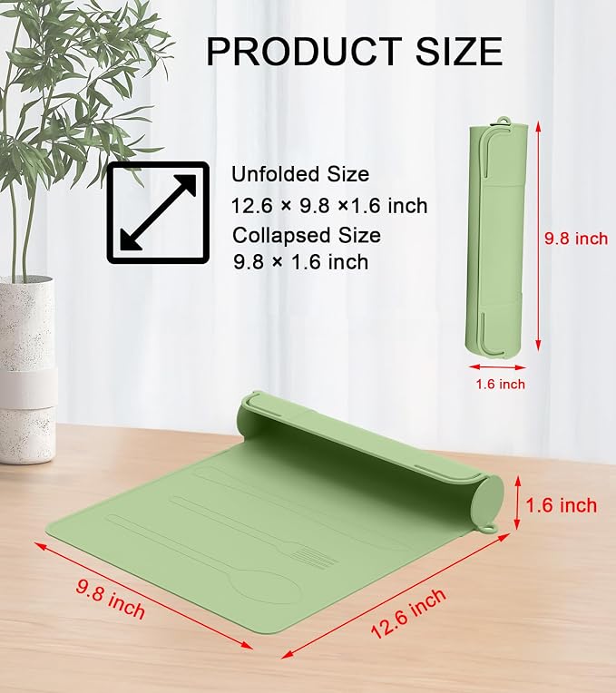 Utensil Box, Tableware Silicone Portable Box Silverware mat, Suitable - Image 4