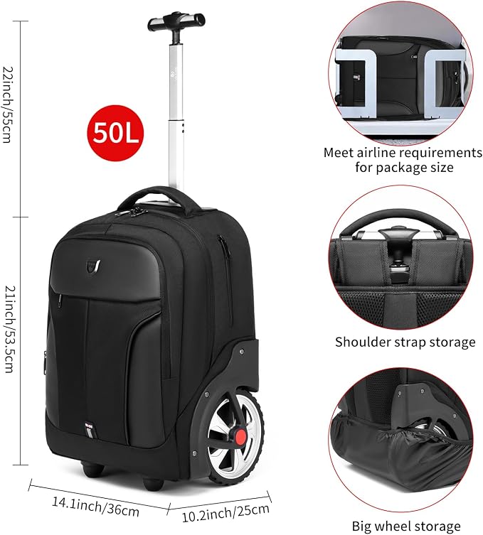 Rolling Backpack, Waterproof Backpack - Image 5