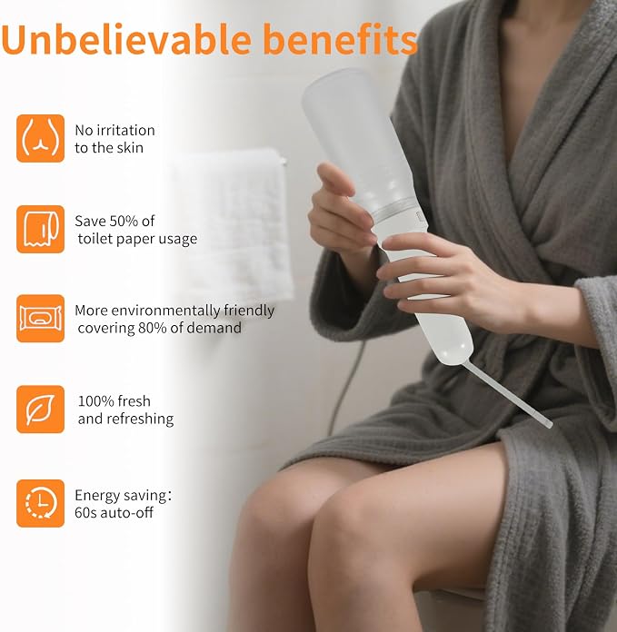 Portable Bidet, Electric Rechargeable Women's Perineal Bottle, 400ml Water Tank - Image 6