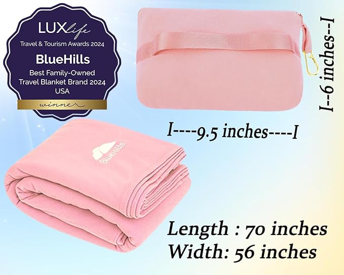 BlueHills Travel Blanket Pillow Compact Lightweight Pocket Size Airplane - Image 3