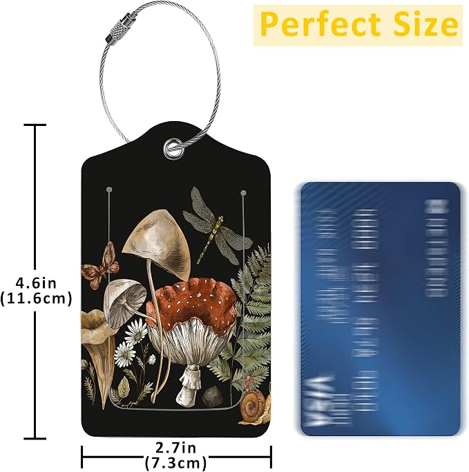 2 Pack Luggage Tag for Suitcase, Vintage Forest Plants PU Leather Suitcase Tags - Image 2