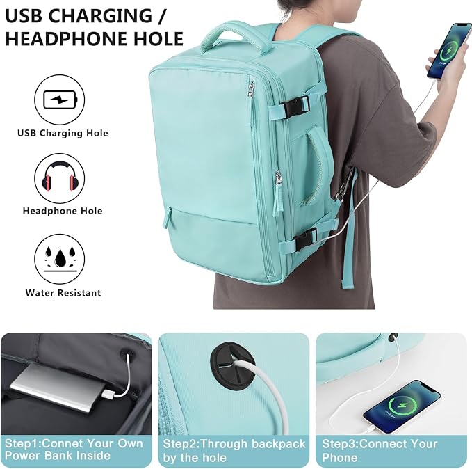Travel Backpack for Women, Large Carry On Backpack for Travel, Waterproof - Image 4