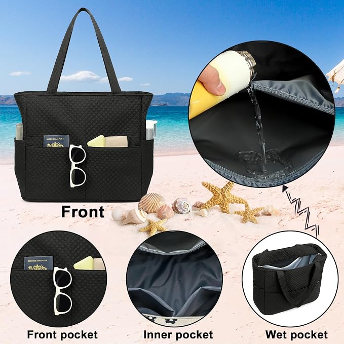 Beach Pool Bags Tote for Women Ladies Large Gym Tote Carry On Bag - Image 2