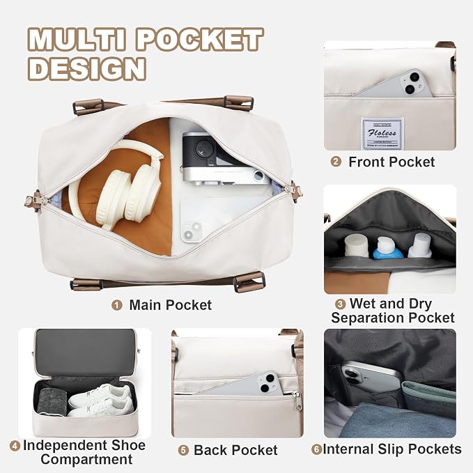 Travel Duffel Bag, Sports Tote Gym Bag, Shoulder Weekender Overnight Bag - Image 7