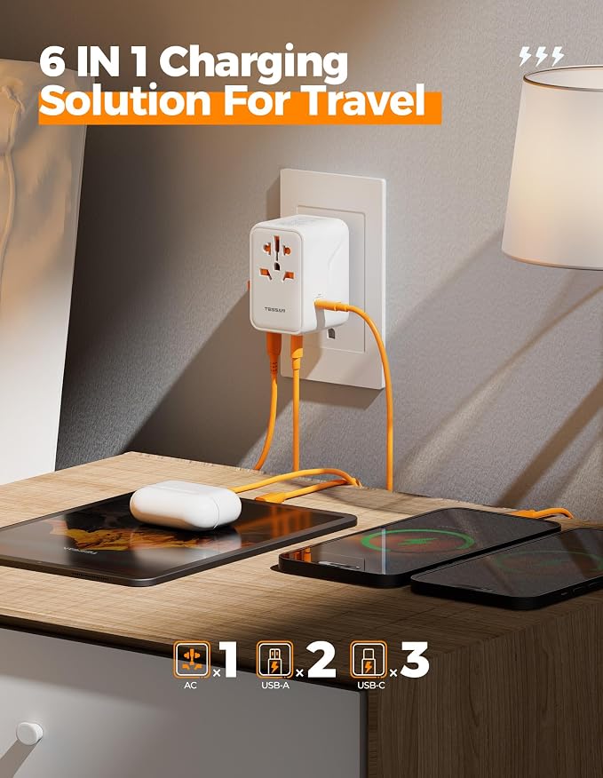 TESSAN Universal Travel Adapter 100W GaN, International Power Adapter - Image 4
